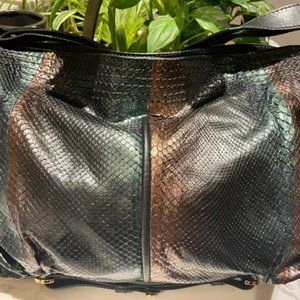 Limited Edition Jimmy Choo Snakeskin Shoulderbag with Brushed Gold Detailing